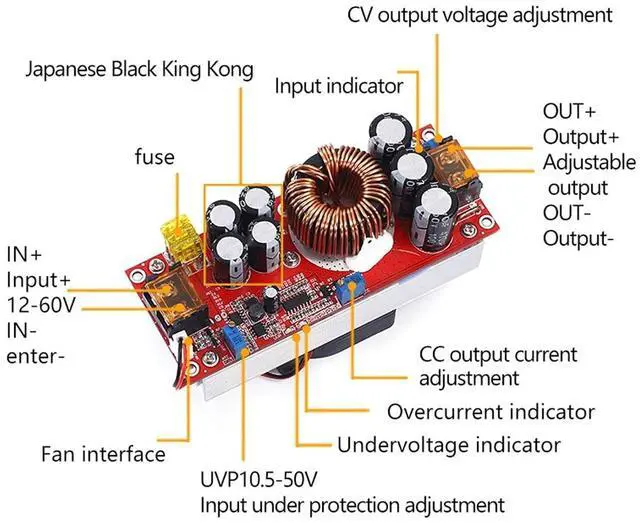 Alt view image 2 of 7 - 1800W 40A DC to DC Boost Power Module, 10V60V to 1290V Step Up Converter for Industrial Equipment, High Power Consumption Applications with Overheat Guard, Supports High Currents