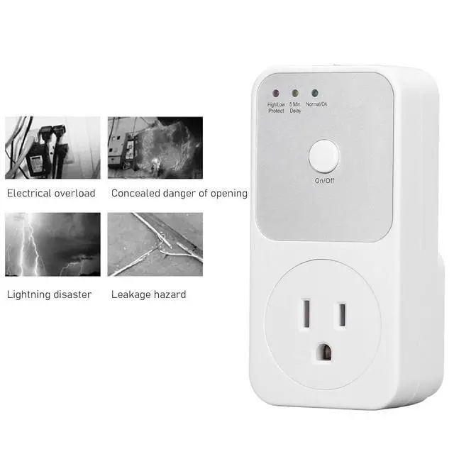 Alt view image 6 of 7 - Voltage Protector, Power Protector Outlet, Voltage Regulator, 120V Multi Function Plug with Wall Mount Power for TV PC Refrigerator Home Appliance