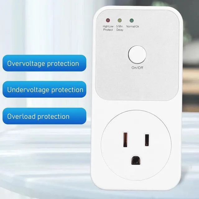 Alt view image 7 of 7 - Voltage Protector, Power Protector Outlet, Voltage Regulator, 120V Multi Function Plug with Wall Mount Power for TV PC Refrigerator Home Appliance