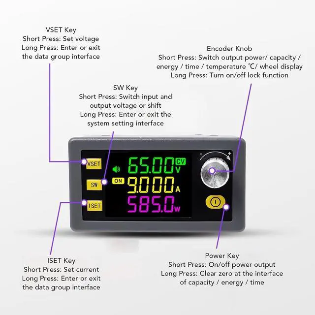Alt view image 3 of 7 - Adjustable Voltage Regulator, XY-6506 12-72V DC Voltage Regulator Power Supply, 65V 6A 390W Output, DC Converter Voltage Regulator with LED Display, MPPT Solar Charging