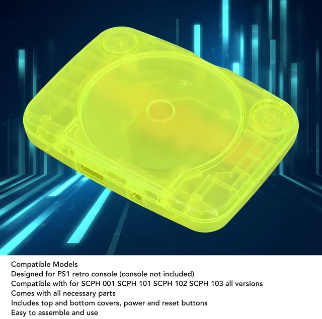 Alt view image 2 of 7 - Translucent Retro Console Case for PS1 with Complete Kit, Lightweight and Portable Console Case Replacement Compatible with SCPH 001 SCPH 101 SCPH 102 SCPH 103 All Versions (Green)
