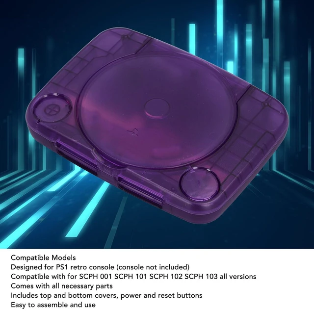 Alt view image 2 of 7 - Translucent Retro Console Case for PS1 with Complete Kit, Lightweight and Portable Console Case Replacement Compatible with SCPH 001 SCPH 101 SCPH 102 SCPH 103 All Versions