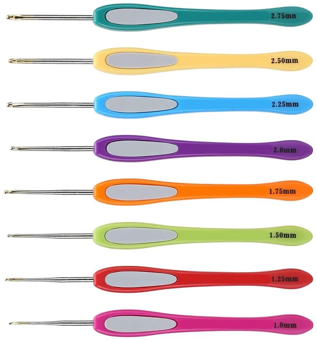 Alt view image 2 of 7 - 8 Sizes Crochet Hooks Set, 1/1.25/1.5/1.75/2/2.25/2.5m/2.75mm Colorful Crochet Hooks, Sweater Crochet Hooks for grandmother, mother, children, beginners