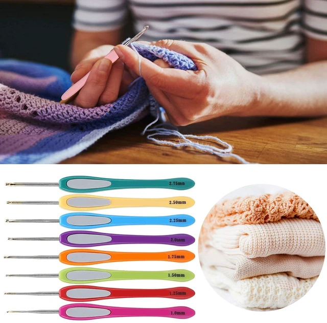 Alt view image 3 of 7 - 8 Sizes Crochet Hooks Set, 1/1.25/1.5/1.75/2/2.25/2.5m/2.75mm Colorful Crochet Hooks, Sweater Crochet Hooks for grandmother, mother, children, beginners