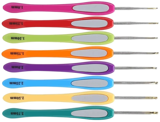 Alt view image 5 of 7 - 8 Sizes Crochet Hooks Set, 1/1.25/1.5/1.75/2/2.25/2.5m/2.75mm Colorful Crochet Hooks, Sweater Crochet Hooks for grandmother, mother, children, beginners