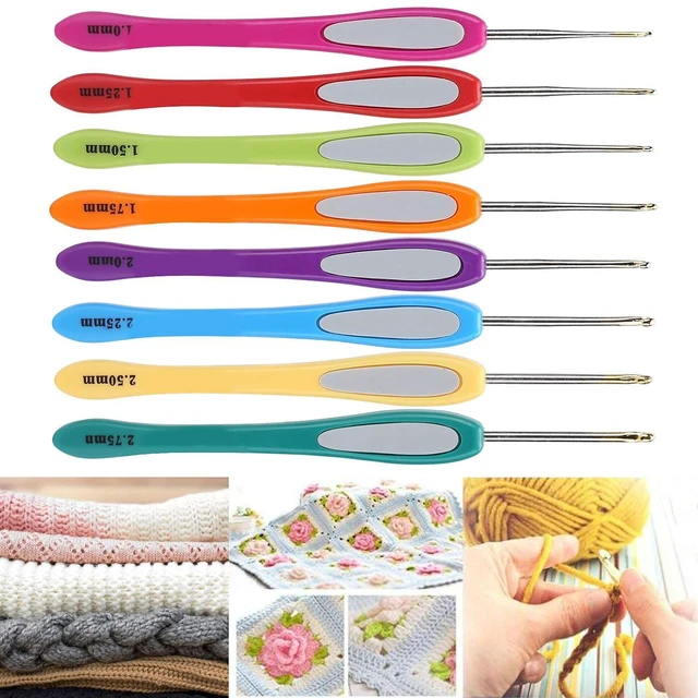 Alt view image 6 of 7 - 8 Sizes Crochet Hooks Set, 1/1.25/1.5/1.75/2/2.25/2.5m/2.75mm Colorful Crochet Hooks, Sweater Crochet Hooks for grandmother, mother, children, beginners
