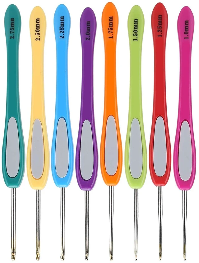 Alt view image 7 of 7 - 8 Sizes Crochet Hooks Set, 1/1.25/1.5/1.75/2/2.25/2.5m/2.75mm Colorful Crochet Hooks, Sweater Crochet Hooks for grandmother, mother, children, beginners