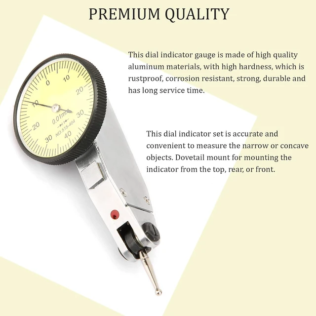 Alt view image 4 of 7 - Dial Test Indicator, 0-0.8mm 0.01mm Test Dial Indicator with Dovetail Clamp ans Storage Case, Aluminum Professional Dial for Mechanical Measurement