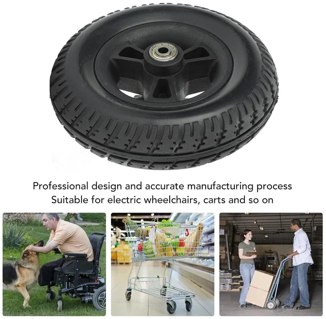 Alt view image 4 of 7 - Non Slip 7in Solid PU Wheelchair Wheel Replacement, Strong Bearing Capacity
