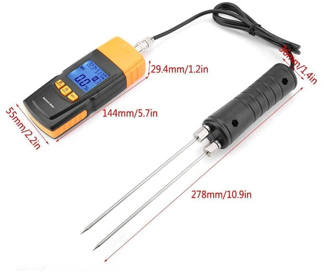 Alt view image 7 of 7 - Wood Meter, Digital Wood Tester Firewood Meter with Long Probe, Professional Paper Humidity Tester Damp Meter for Wood Firewood Paper Floor