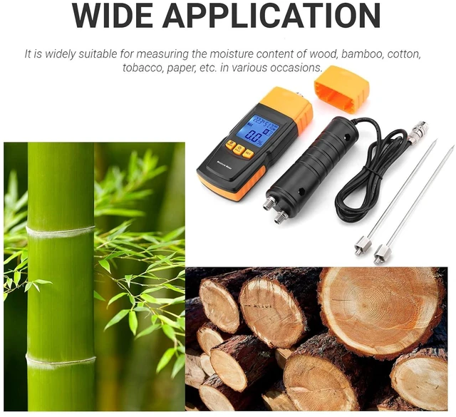 Alt view image 6 of 7 - Wood Meter, Digital Wood Tester Firewood Meter with Long Probe, Professional Paper Humidity Tester Damp Meter for Wood Firewood Paper Floor