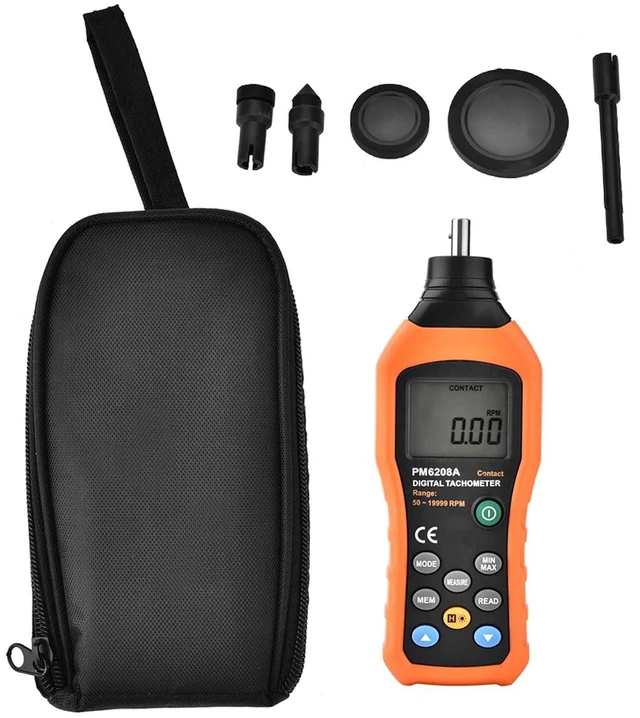 Alt view image 6 of 7 - Digital Tachometer, 50-19999RPM Tachometer with 5 Rollers and Storage Bag, Type Portable Mini Tachometer RPM Meter, Backlit LCD Display