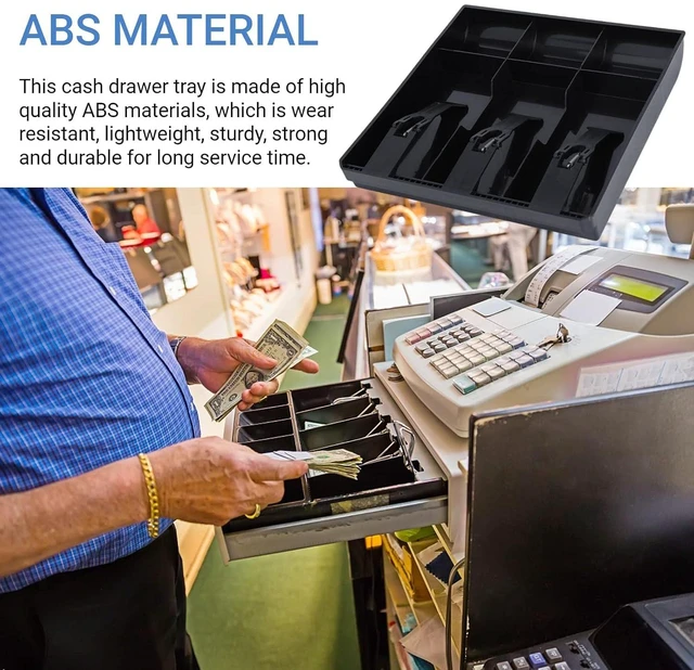 Alt view image 3 of 7 - Cash Register Drawer Insert Tray, Cash Box Cash Drawer Tray with 3 Bill 3 Compartments, Money Tray Register Money Organizer Storage Box for Supermarkets Shops Hotels