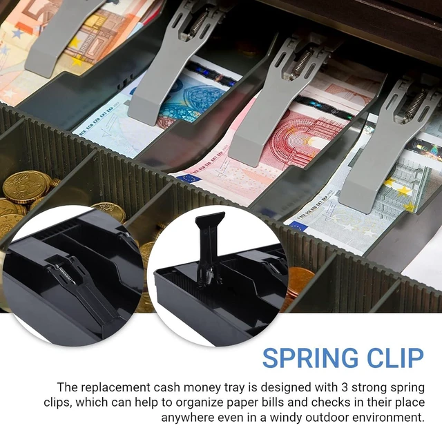 Alt view image 5 of 7 - Cash Register Drawer Insert Tray, Cash Box Cash Drawer Tray with 3 Bill 3 Compartments, Money Tray Register Money Organizer Storage Box for Supermarkets Shops Hotels