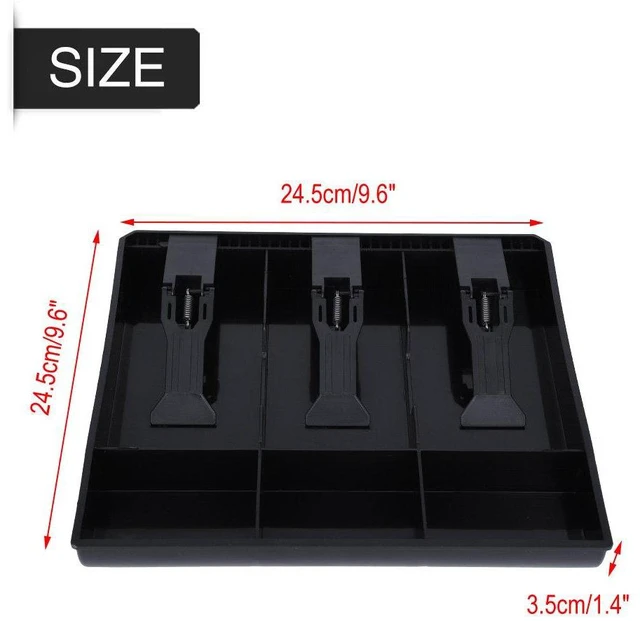 Alt view image 7 of 7 - Cash Register Drawer Insert Tray, Cash Box Cash Drawer Tray with 3 Bill 3 Compartments, Money Tray Register Money Organizer Storage Box for Supermarkets Shops Hotels
