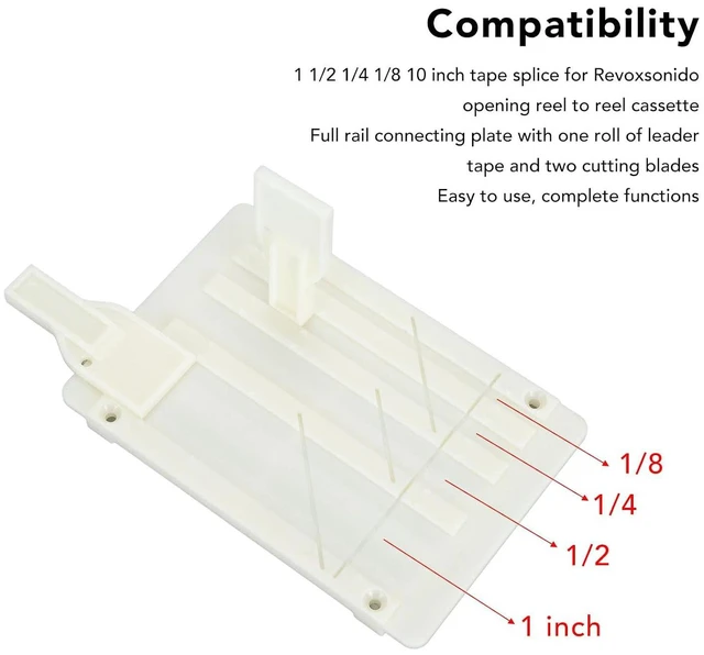 Alt view image 2 of 7 - 1/4 10 Inch Tape Splicing Set, Open Reel Tape Splicing Block for 1 & 1/2 & 1/4 & 1/8, Open Reel Audio Splicing Kit with Splicing Tape and Leader Tape for Revoxsonido