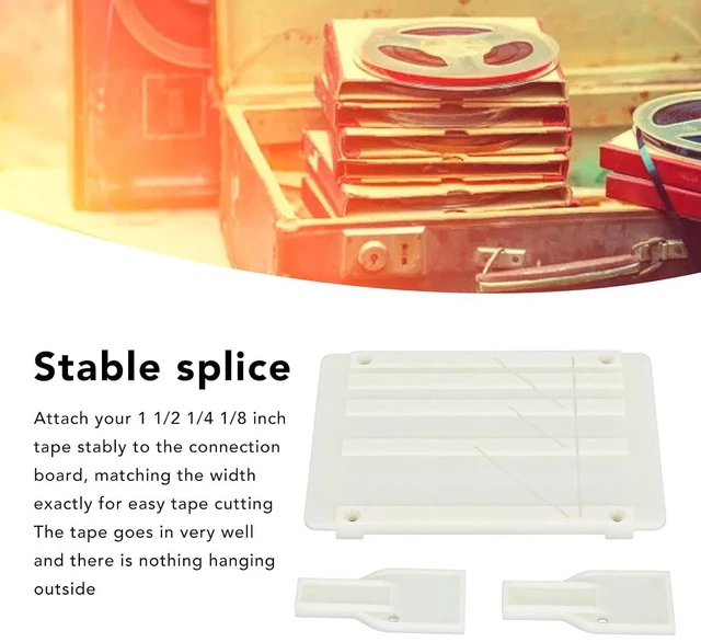 Alt view image 3 of 7 - 1/4 10 Inch Tape Splicing Set, Open Reel Tape Splicing Block for 1 & 1/2 & 1/4 & 1/8, Open Reel Audio Splicing Kit with Splicing Tape and Leader Tape for Revoxsonido