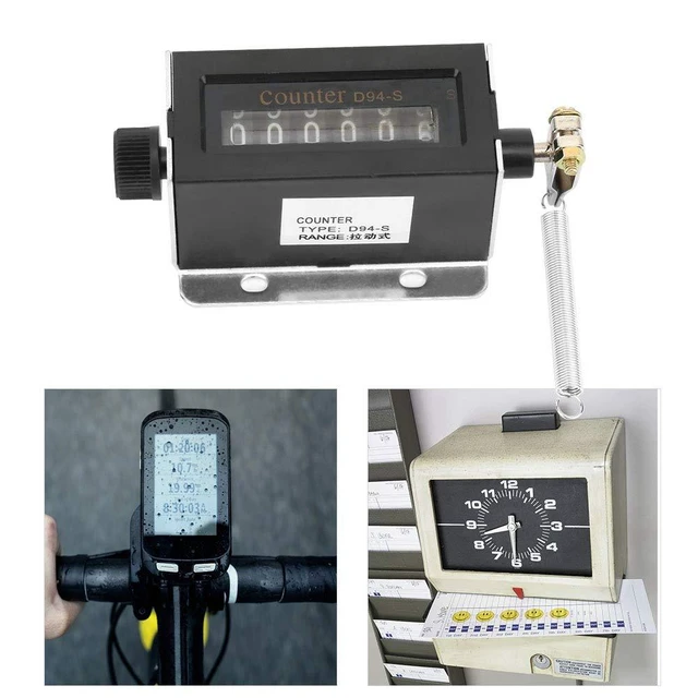 Alt view image 5 of 7 - 6 Digit Mechanical Counter,D94-S 0- Resettable Mechanical Pulling Counter,Return to Zero Rotation Count and Cycle Count Reset Mode,for Cumulative Records of Sports Equipment