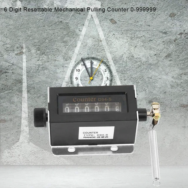 Alt view image 6 of 7 - 6 Digit Mechanical Counter,D94-S 0- Resettable Mechanical Pulling Counter,Return to Zero Rotation Count and Cycle Count Reset Mode,for Cumulative Records of Sports Equipment