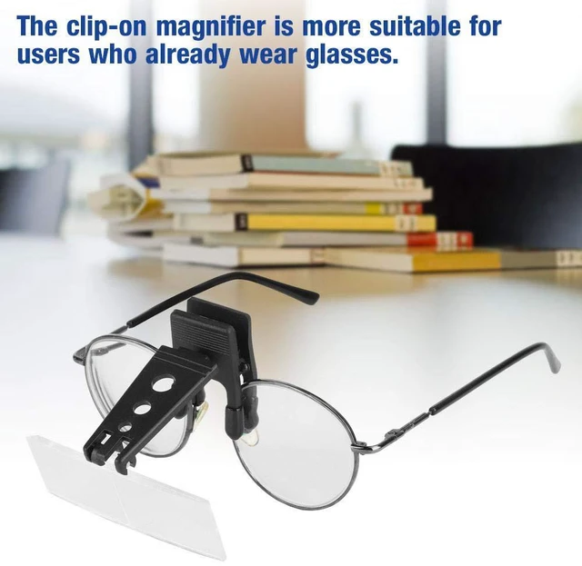 Alt view image 2 of 7 - Clip-On Magnifier, 1.5X 2.5X 3.5X Magnification Plastic Case Clip-on Glasses Type Magnifier Magnifying Glass