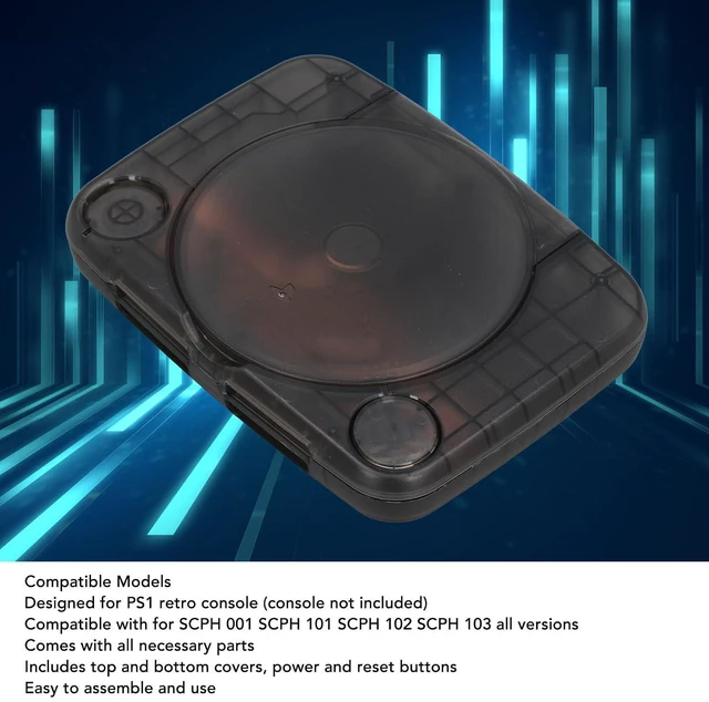 Alt view image 2 of 7 - Translucent Retro Console Case for PS1 with Complete Kit, Lightweight and Portable Console Case Replacement Compatible with SCPH 001 SCPH 101 SCPH 102 SCPH 103 All Versions