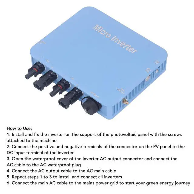 Alt view image 6 of 7 - Micro Inverter, 120V 230V Solar Grid Tie Inverter IP65 DC to AC Control, Pure Sine Waving Inverter, MPPT Solar Input 20V-60V Output 80V-280V, for Solar System