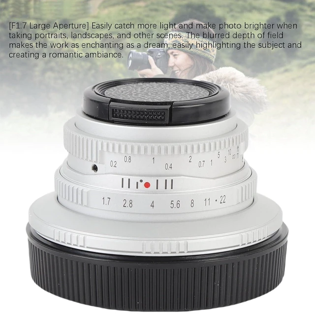 Alt view image 2 of 7 - 25mm F1.7 Lens, Large Aperture, Swirling Effect, Manual Focus, for RF Mount, with 37mm Filter Diameter, Minimum 20cm Focus Distance, Compatible with R Series, RP, R5, R6 (Silver)