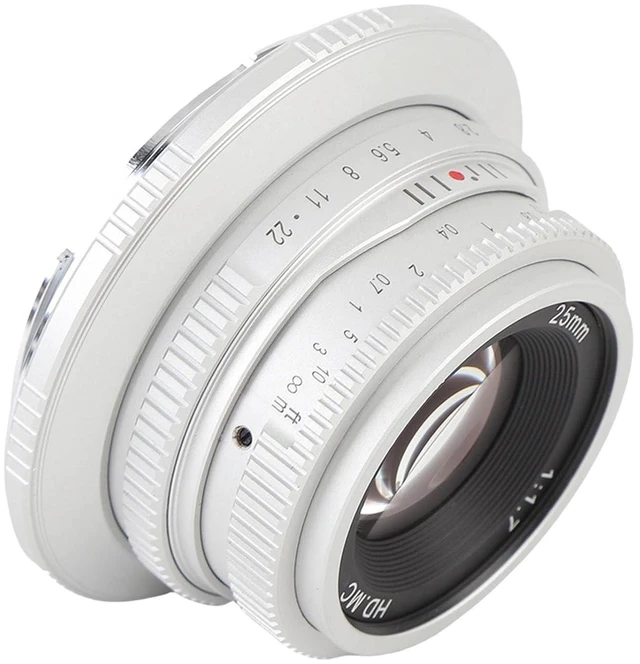 Alt view image 4 of 7 - 25mm F1.7 Lens, Large Aperture, Swirling Effect, Manual Focus, for RF Mount, with 37mm Filter Diameter, Minimum 20cm Focus Distance, Compatible with R Series, RP, R5, R6 (Silver)