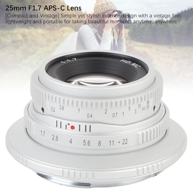 Alt view image 6 of 7 - 25mm F1.7 Lens, Large Aperture, Swirling Effect, Manual Focus, for RF Mount, with 37mm Filter Diameter, Minimum 20cm Focus Distance, Compatible with R Series, RP, R5, R6 (Silver)