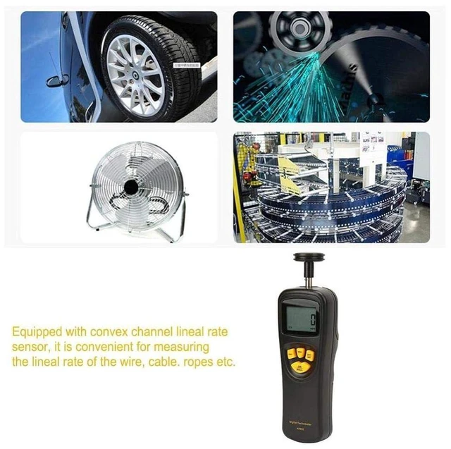 Alt view image 4 of 7 - Digital Tachometer,LCD Handheld Tachometer 0.5-19999RPM,High Tester Counter with/Min/Last Data Backlight Hold Functions