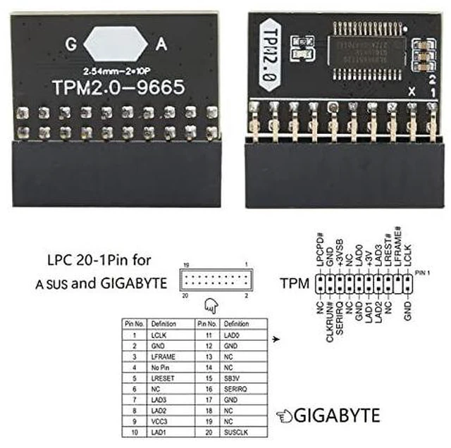 Alt view image 4 of 7 - TPM2.0 Encryption Security Module, GA 20-1 Pin 2 * 10P TPM Remote Card Encryption Security Board, Compatible with 2.0 System, for for