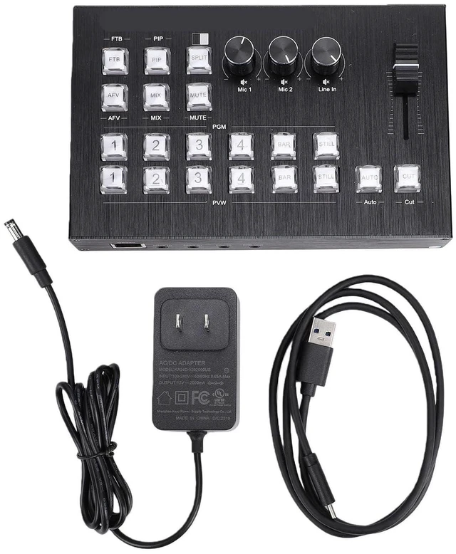 Alt view image 7 of 7 - 4 Input 2 Output Video Switcher, 4K 30Hz Live Streaming Switcher with Multi Channel Sound Mixing for Professional Broadcast (US Plug)