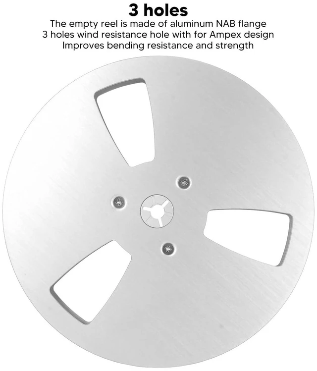 Alt view image 3 of 7 - Take Up Reel, 7 x 1/4 Empty Take Up Reel to Reel Small Hub with 3 Holes, Aluminum Alloy Universal Open Reel Audio Takeup Reel for Recording Nab (Silver)