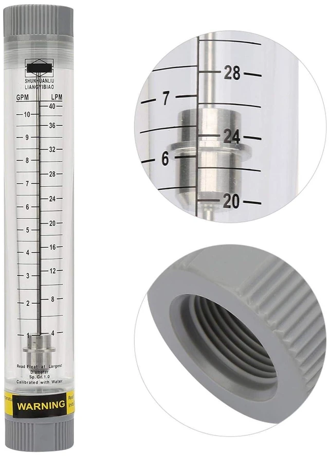 Alt view image 2 of 7 - G3/4inch Female Water Liquid Flowmeter,1-10GPM Tube Cylindrical Panel Type Meter,LZM-20G Flowmeter Instrument