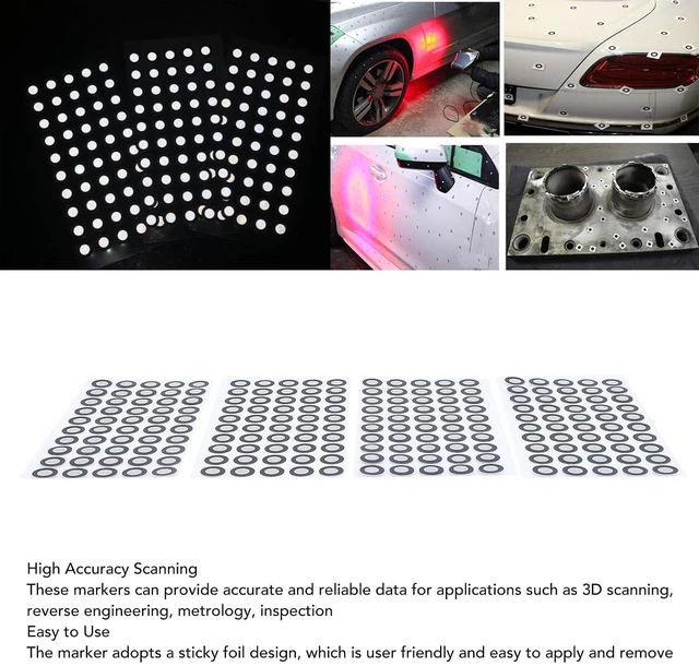Alt view image 2 of 7 - 3D Scanning Markers, 500 Pcs ID 6mm OD 10mm Reflective Tracking Dots with, Adhesive Foils, for 3D Scanners in Motion Capturing Fields