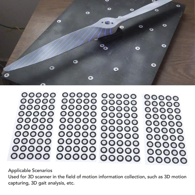 Alt view image 3 of 7 - 3D Scanning Markers, 500 Pcs ID 6mm OD 10mm Reflective Tracking Dots with, Adhesive Foils, for 3D Scanners in Motion Capturing Fields