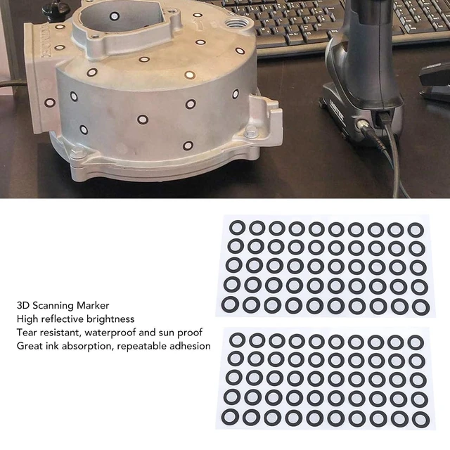 Alt view image 4 of 7 - 3D Scanning Markers, 500 Pcs ID 6mm OD 10mm Reflective Tracking Dots with, Adhesive Foils, for 3D Scanners in Motion Capturing Fields