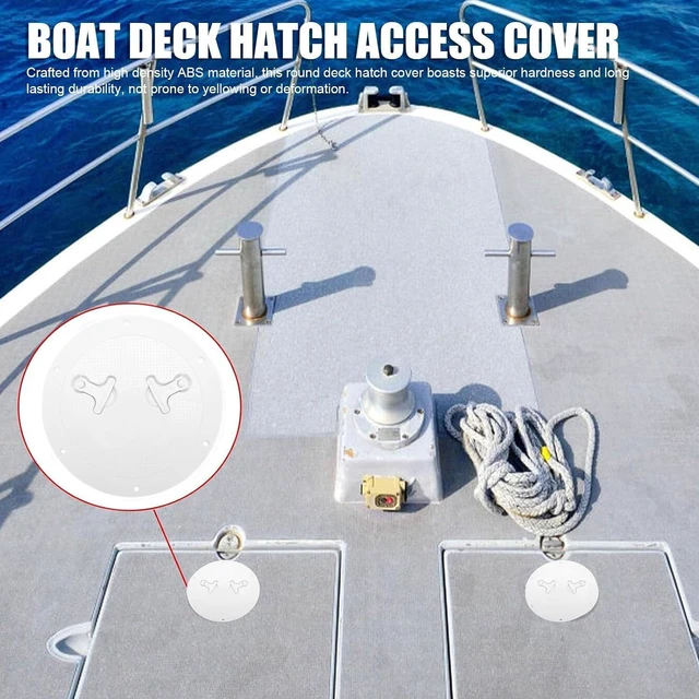 Alt view image 2 of 7 - 9in Round Boat Hatch Cover, Reinforced Non Slip Surface with Easy Grip Rotating Handles, Watertight Seal for Marine Deck Access on Boats Yachts RVs (White)