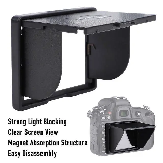 Alt view image 2 of 7 - Camera Screen Hood, LCD Hood Fit for 3.2 Inch 4:3 Camera Screen Magnet Sunshade Cover Blocking Strong Light, Easy Access and Installation
