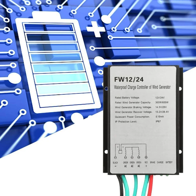 Alt view image 3 of 7 - Wind Controller 12V/24V 300W/600W, Wind Turbine Generator Controller Regulator, Wind Power Regulator FW12/24