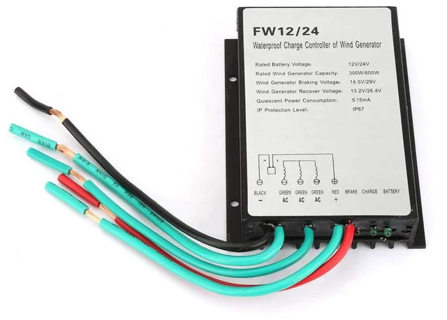 Alt view image 5 of 7 - Wind Controller 12V/24V 300W/600W, Wind Turbine Generator Controller Regulator, Wind Power Regulator FW12/24