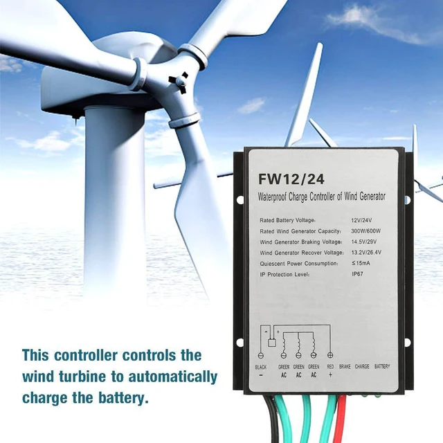 Alt view image 4 of 7 - Wind Controller 12V/24V 300W/600W, Wind Turbine Generator Controller Regulator, Wind Power Regulator FW12/24