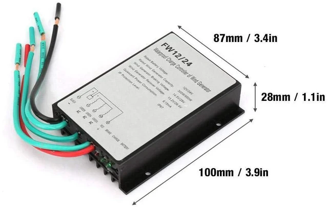 Alt view image 7 of 7 - Wind Controller 12V/24V 300W/600W, Wind Turbine Generator Controller Regulator, Wind Power Regulator FW12/24