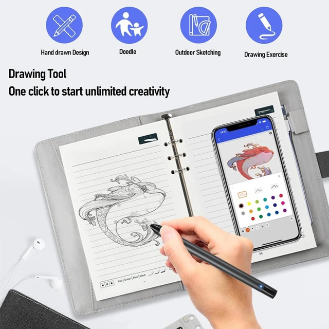 Alt view image 2 of 7 - 3 in1 Digital Smart Pen, Smartpen Notebook Set, Real Time Sync for Digitizing, Bluetooth 5.0 Paper Smart Writing Set, Convert to Text, OCR Technology, for iOS for Android (Black Grey