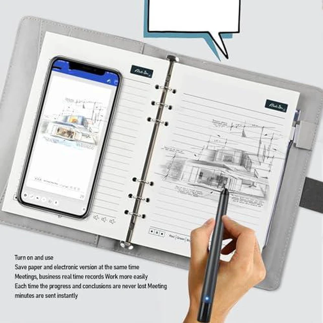 Alt view image 4 of 7 - 3 in1 Digital Smart Pen, Smartpen Notebook Set, Real Time Sync for Digitizing, Bluetooth 5.0 Paper Smart Writing Set, Convert to Text, OCR Technology, for iOS for Android (Grey Black