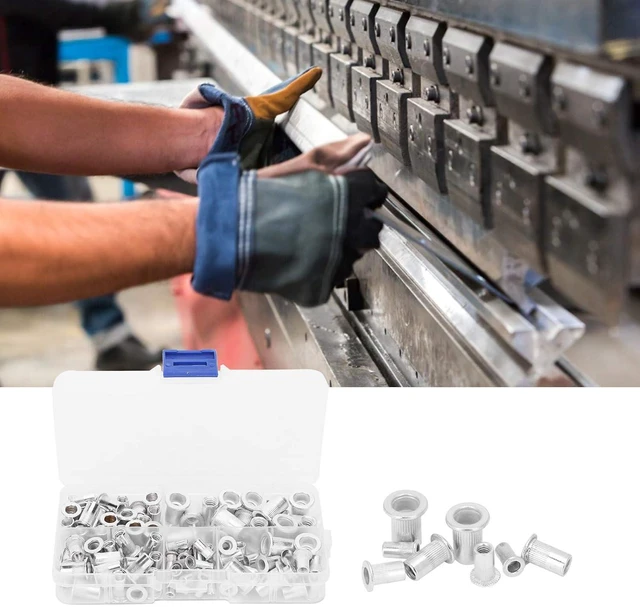 Alt view image 5 of 7 - 100pcs Aluminum Rivet Nut Kit, 6-32/8-32/10-24/10-32/1/4-20, Silver, Unfinished, Commercial Grade, Rivet Nut