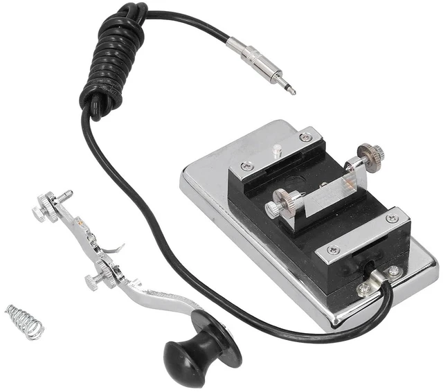 Alt view image 2 of 7 - Morse CW Telegraph, Professional Morse CW Telegraph Straight Key, Stainless Steel CW Telegraph, Morse Communication,HYK4,