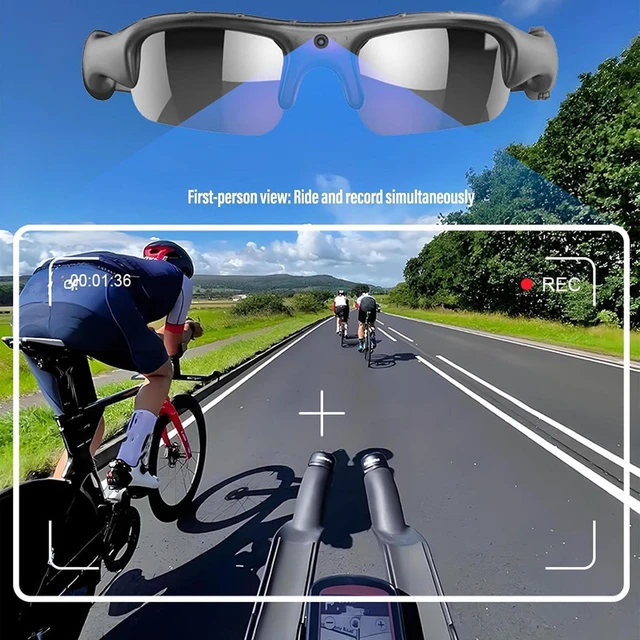 Alt view image 3 of 7 - 1080P Camera Glasses Intelligent Anti Shake, Broad Filming Perspective with 4 Quick Buttons, Timelapse Recording, Phone Connectivity, Polarized Lens