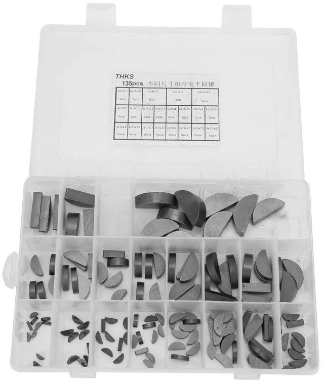 Main image of 21 Kinds of Woodruff Key,135 Pcs Woodruff Key Assortment Kit,Flywheel Pulley Crank Way Key Assortment Kit,Made of fine Material of Long Service Life and Good Durability