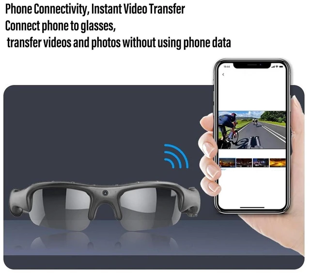 Alt view image 5 of 7 - 1080P Camera Glasses Intelligent Anti Shake, Broad Filming Perspective with 4 Quick Buttons, Timelapse Recording, Phone Connectivity, Polarized Lens